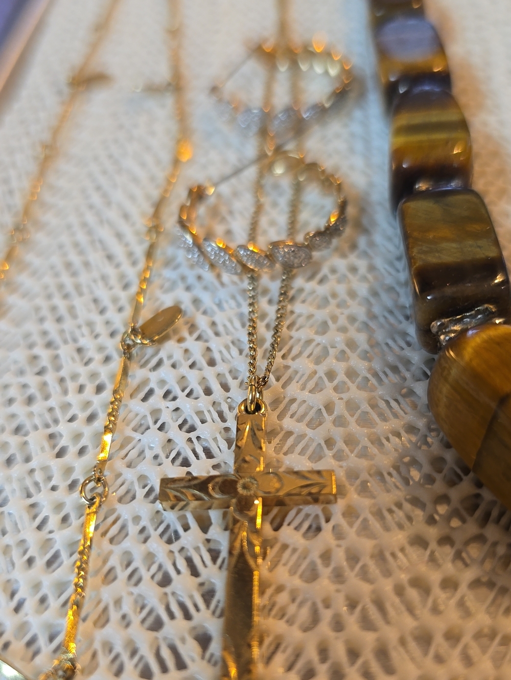 12 K Gold Filled V/20 Signed EA. Cross Pendant Necklace & Gold Hoop Earrings - Picture 7 of 7